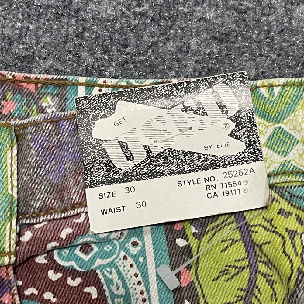 Vtg Get Used By Elie High-Waisted Patterned Jeans 30 Multicolor Women's Retro - Picture 3 of 7